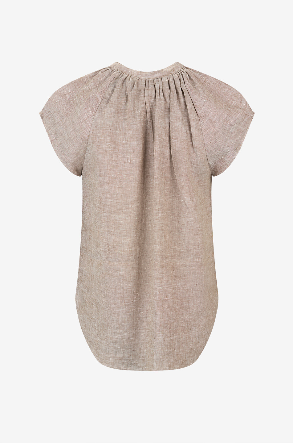 HEMISPHERE Top ample à col V en lin chiné Femme MARRON 2