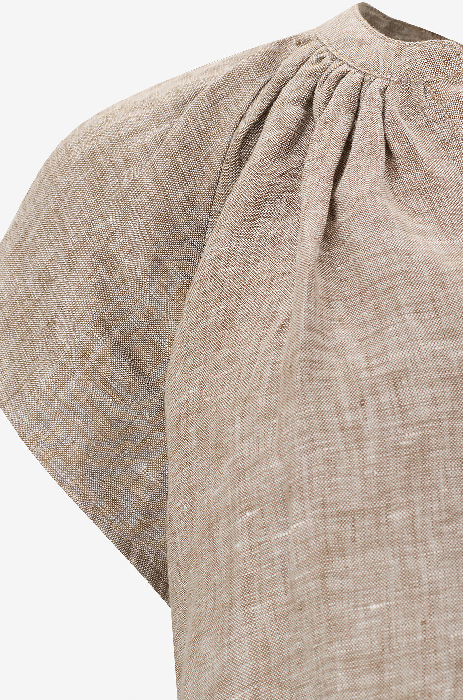 HEMISPHERE Top ample à col V en lin chiné Femme MARRON 3