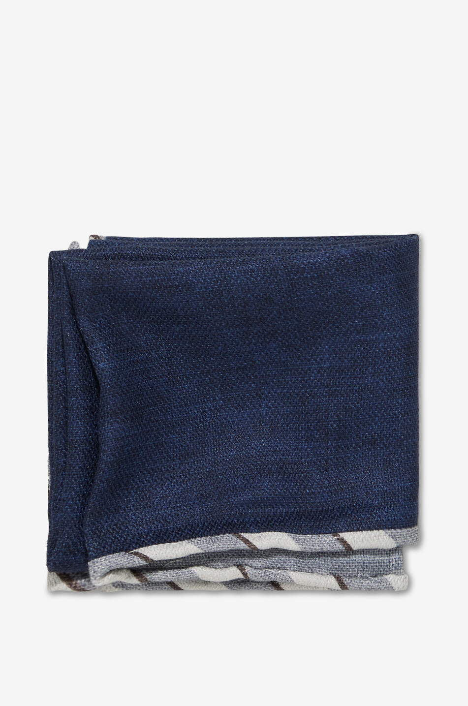 Pochette en soie unie à liséré rayé