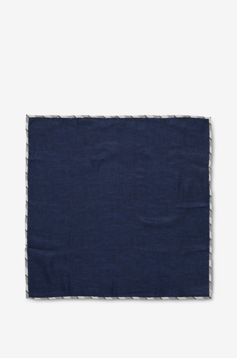 BRUNELLO CUCINELLI Pochette en soie unie à liséré rayé Homme BLEU FONCE 2