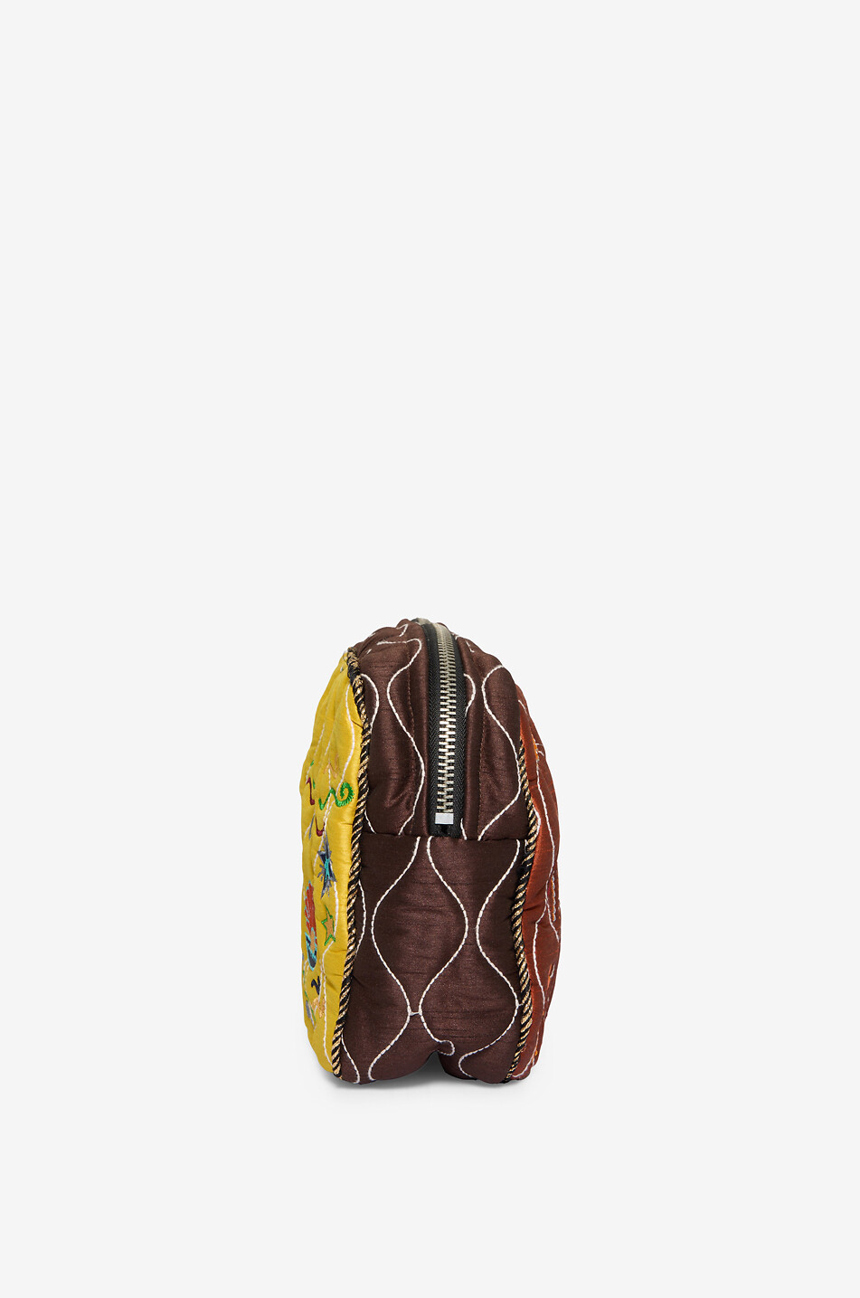MONOKI Pochette rectangulaire brodée en soie Heal Femme JAUNE 4