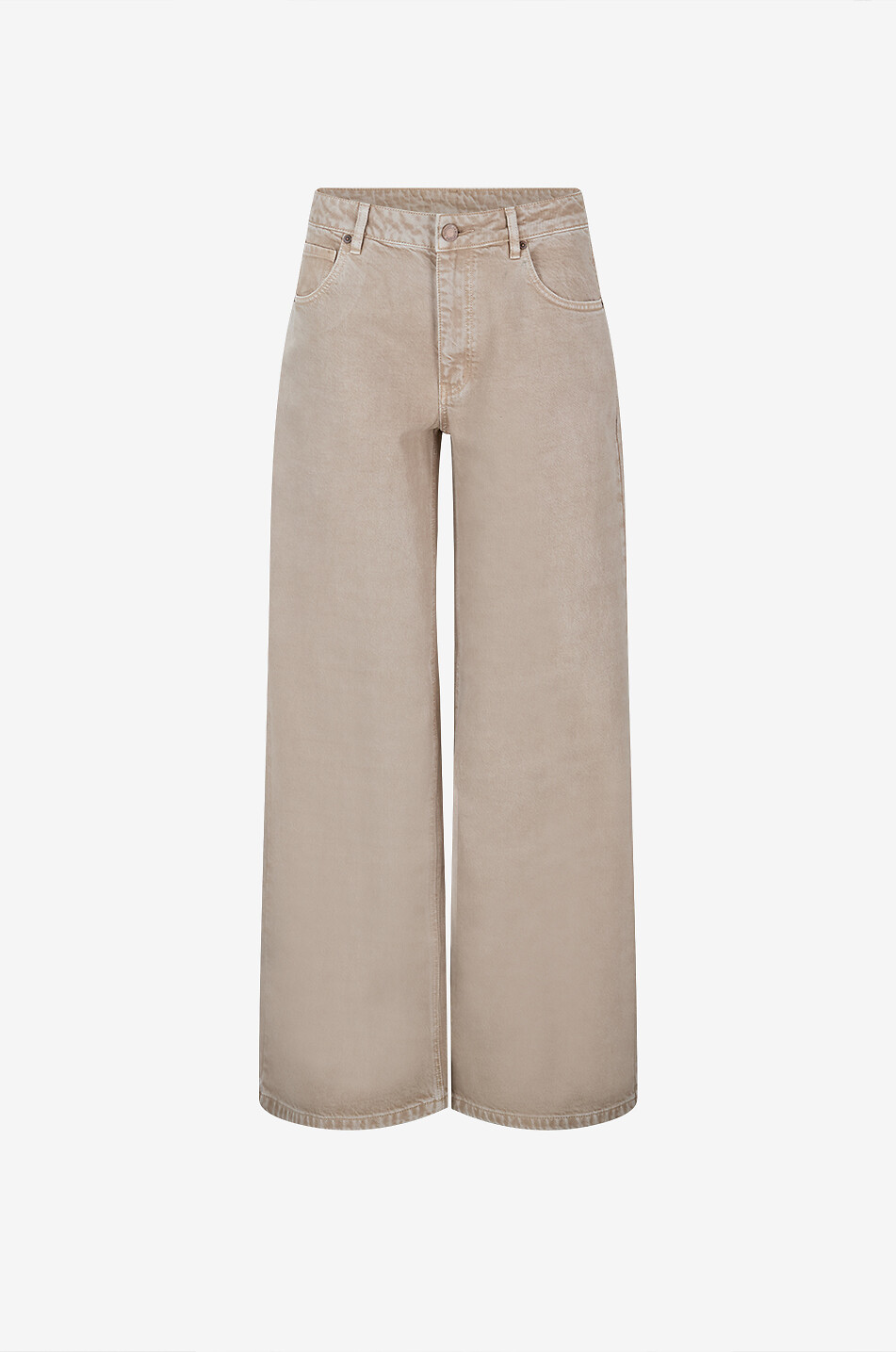 Wide-leg trousers in blended cotton denim