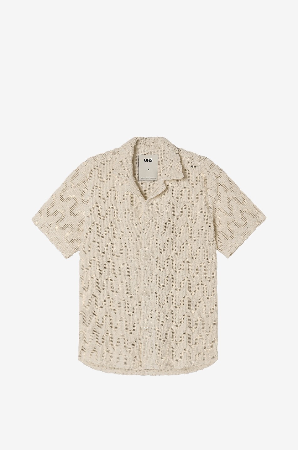 Atlas crochet Cuban collar short-sleeved shirt