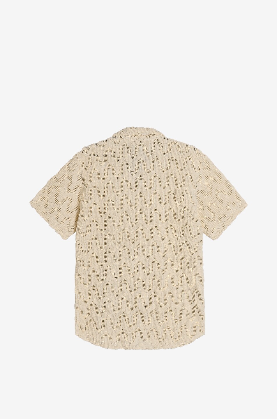 OAS Atlas crochet Cuban collar short-sleeved shirt Men BEIGE 2