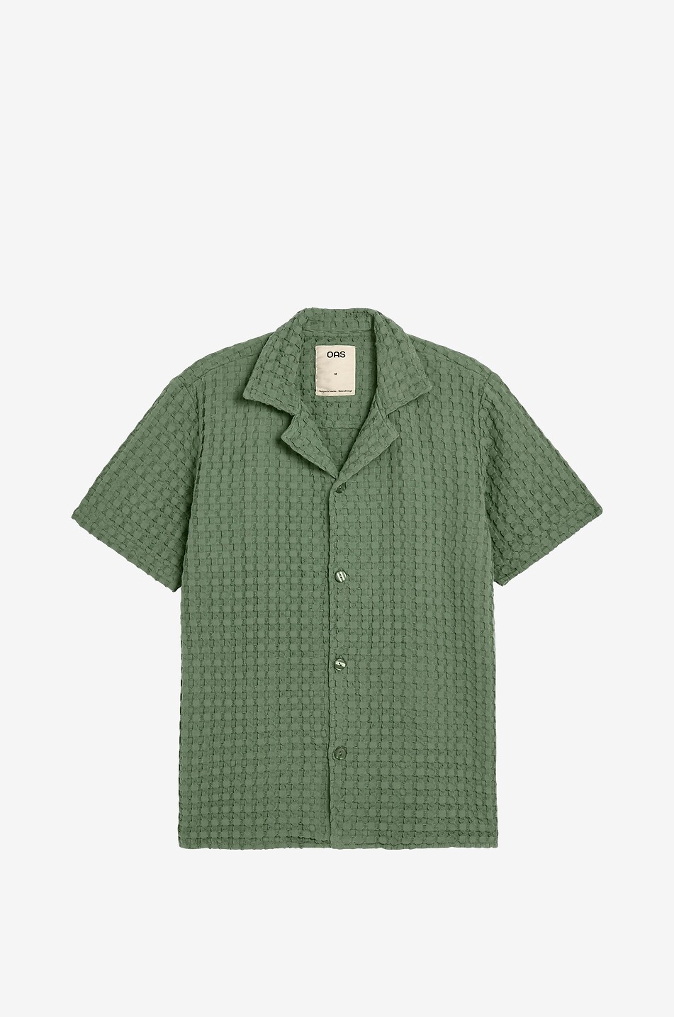 OAS Cuba Waffle cotton Cuban collar shirt Men GREEN 1