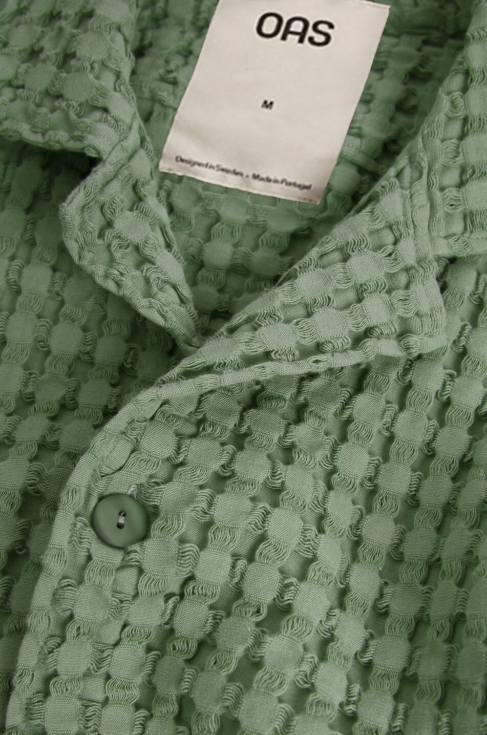OAS Cuba Waffle cotton Cuban collar shirt Men GREEN 3