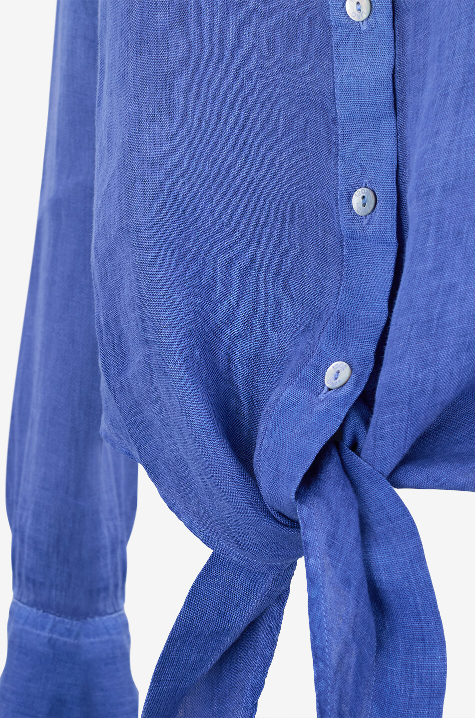 120% LINO Chemise à nouer devant en lin Femme BLEU FONCE 3