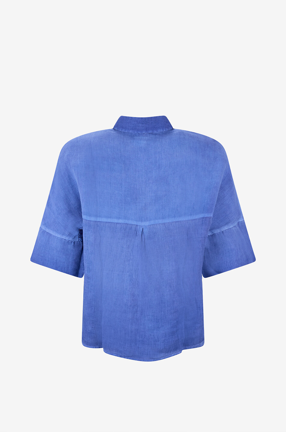 120% LINO Oversized short-sleeved linen shirt Women DARK BLUE 2