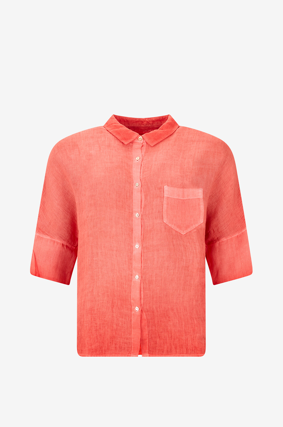 Oversized short-sleeved linen shirt