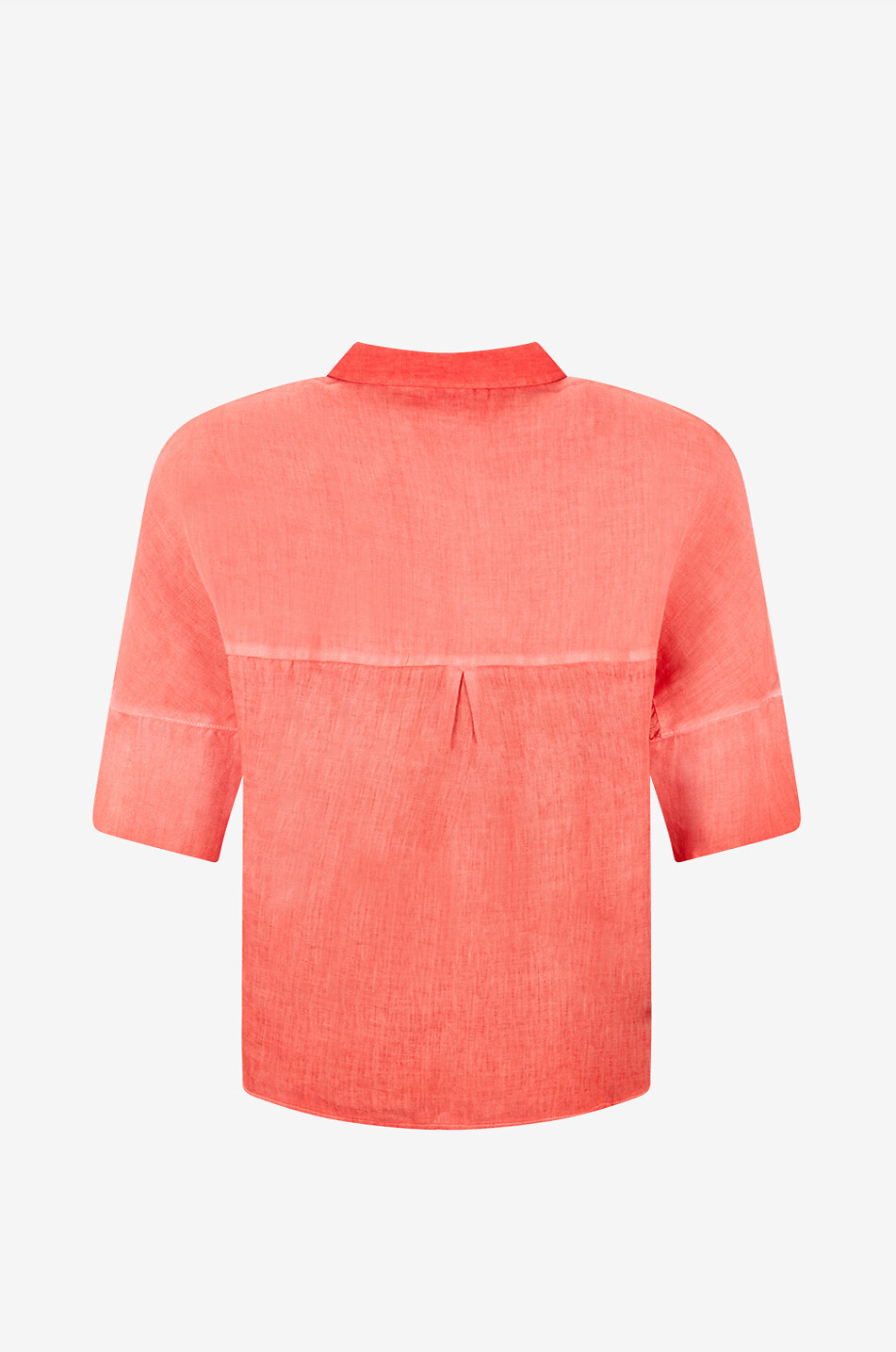 120% LINO Oversized short-sleeved linen shirt Women MEDIUM RED 2