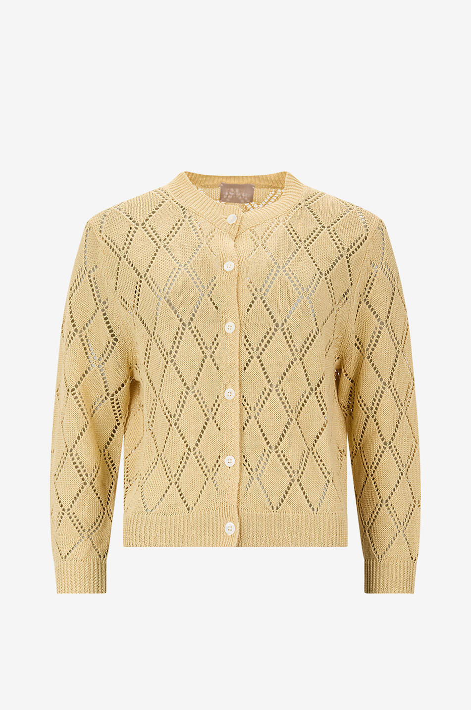 Cardigan mit Rundhalsausschnitt aus Leinen mit Strukturstrick