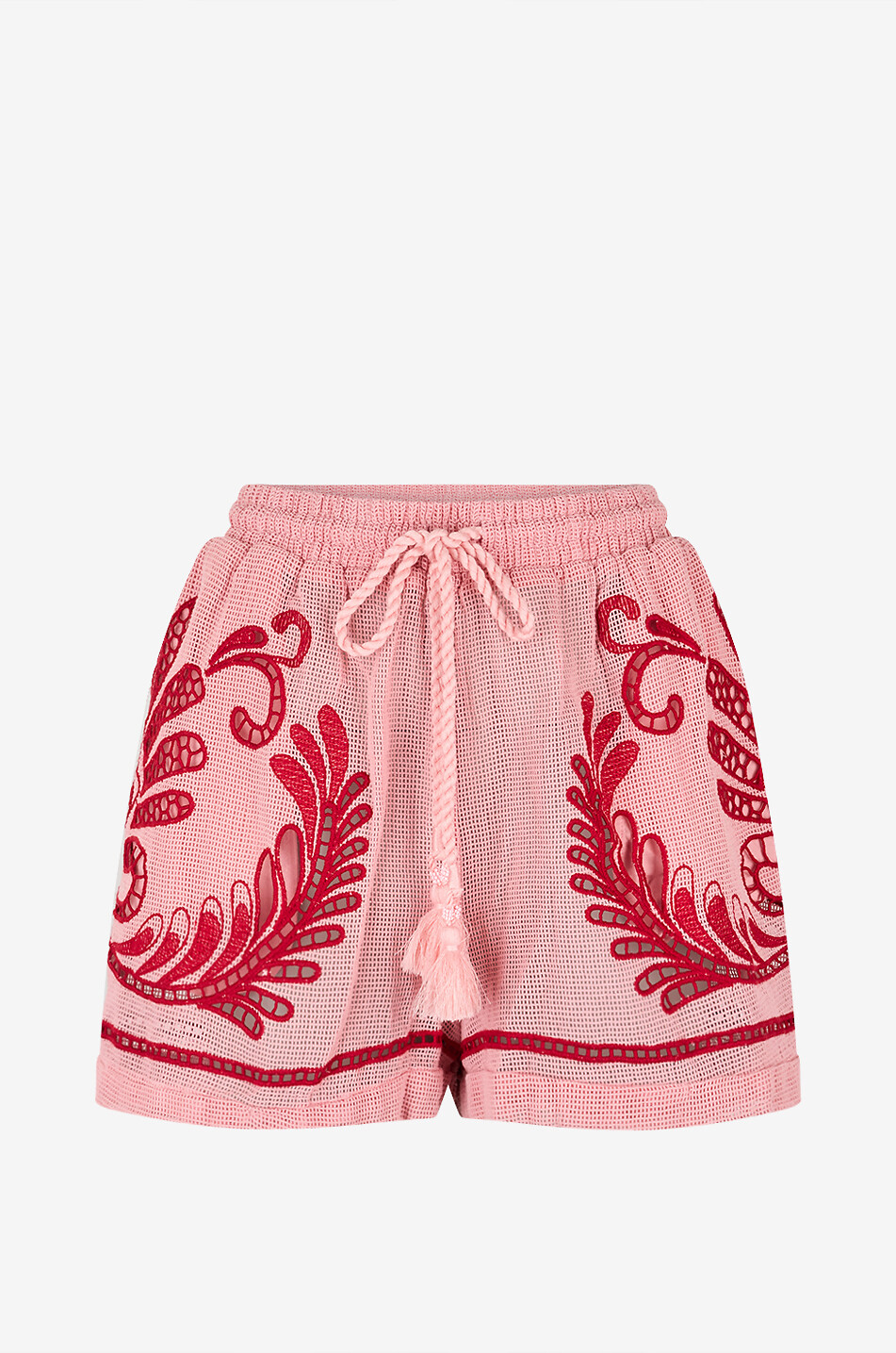 Short brodé en filet de coton Arabesc