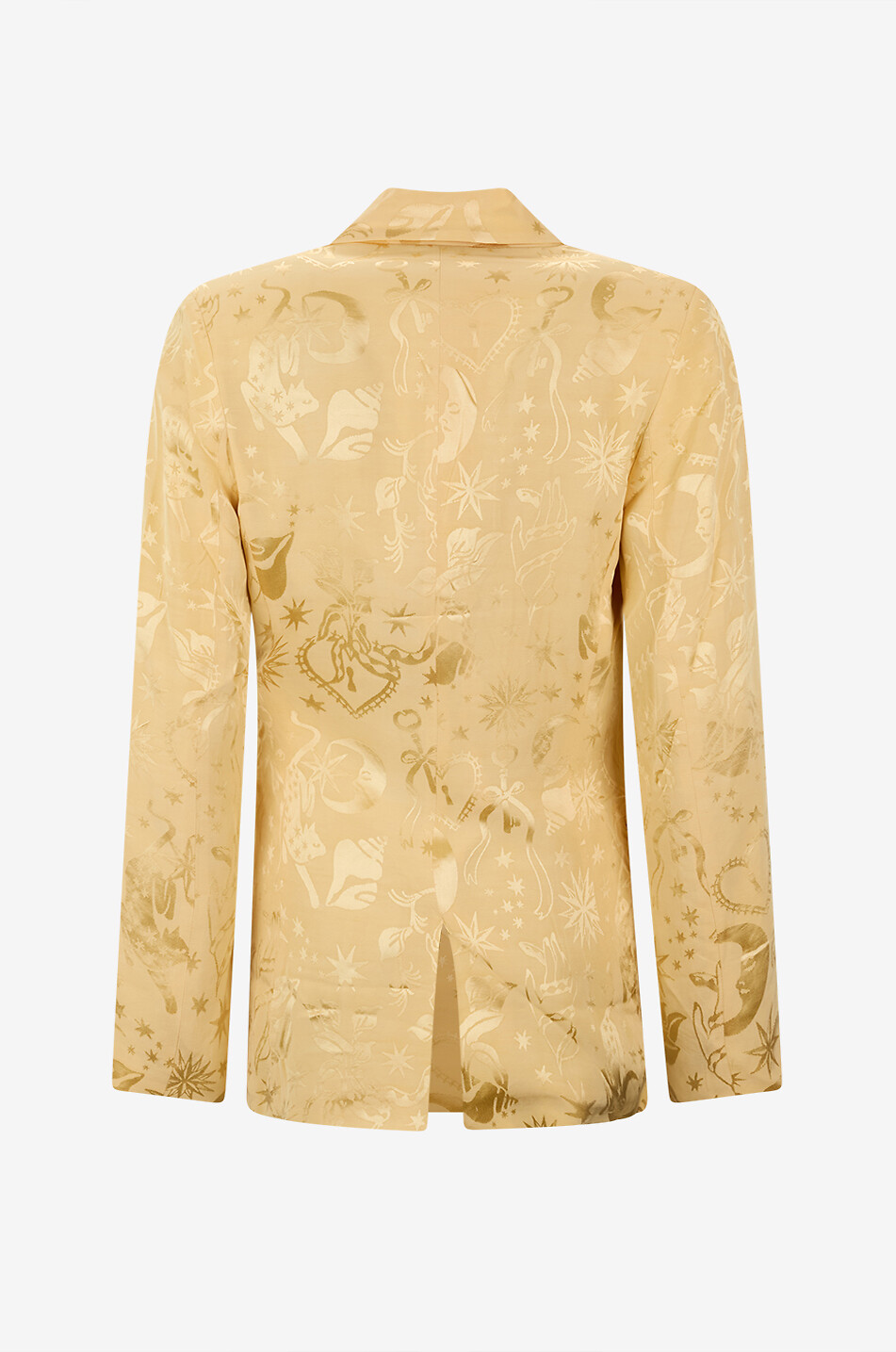 FARM RIO Oversized viscose jacquard notched lapel blazer Women LIGHT YELLOW 2