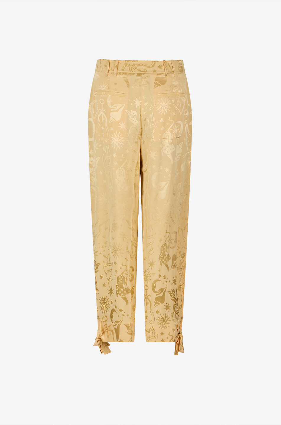 FARM RIO Pleated straight-leg viscose jacquard trousers Women LIGHT YELLOW 2
