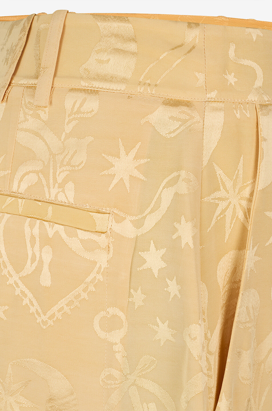 FARM RIO Pleated straight-leg viscose jacquard trousers Women LIGHT YELLOW 9