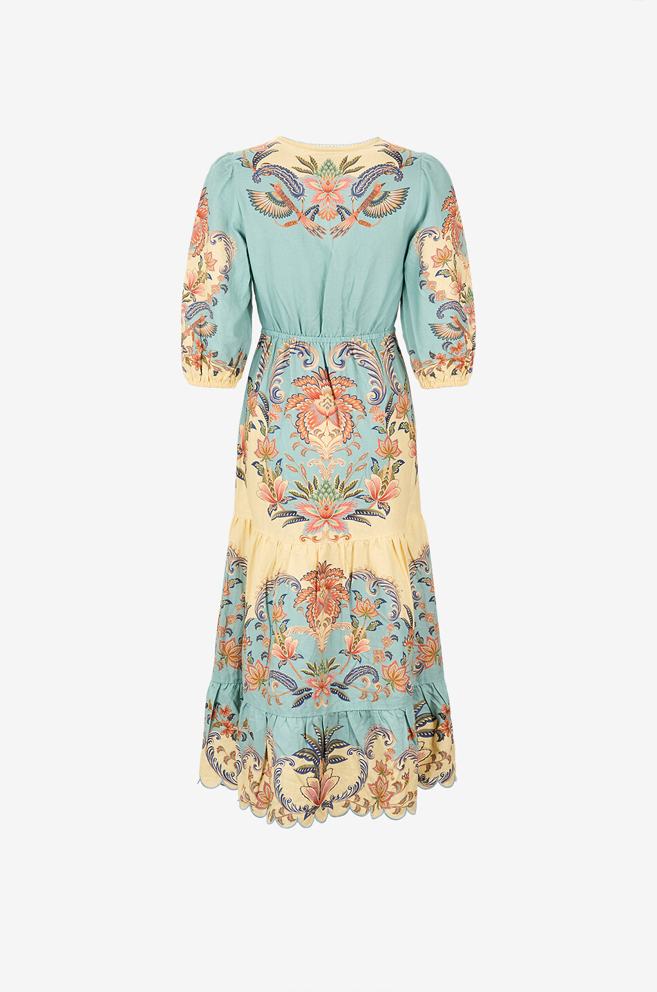 FARM RIO Boho Beauty linen and viscose V-neck midi dress Women MULTI COLOURED 2