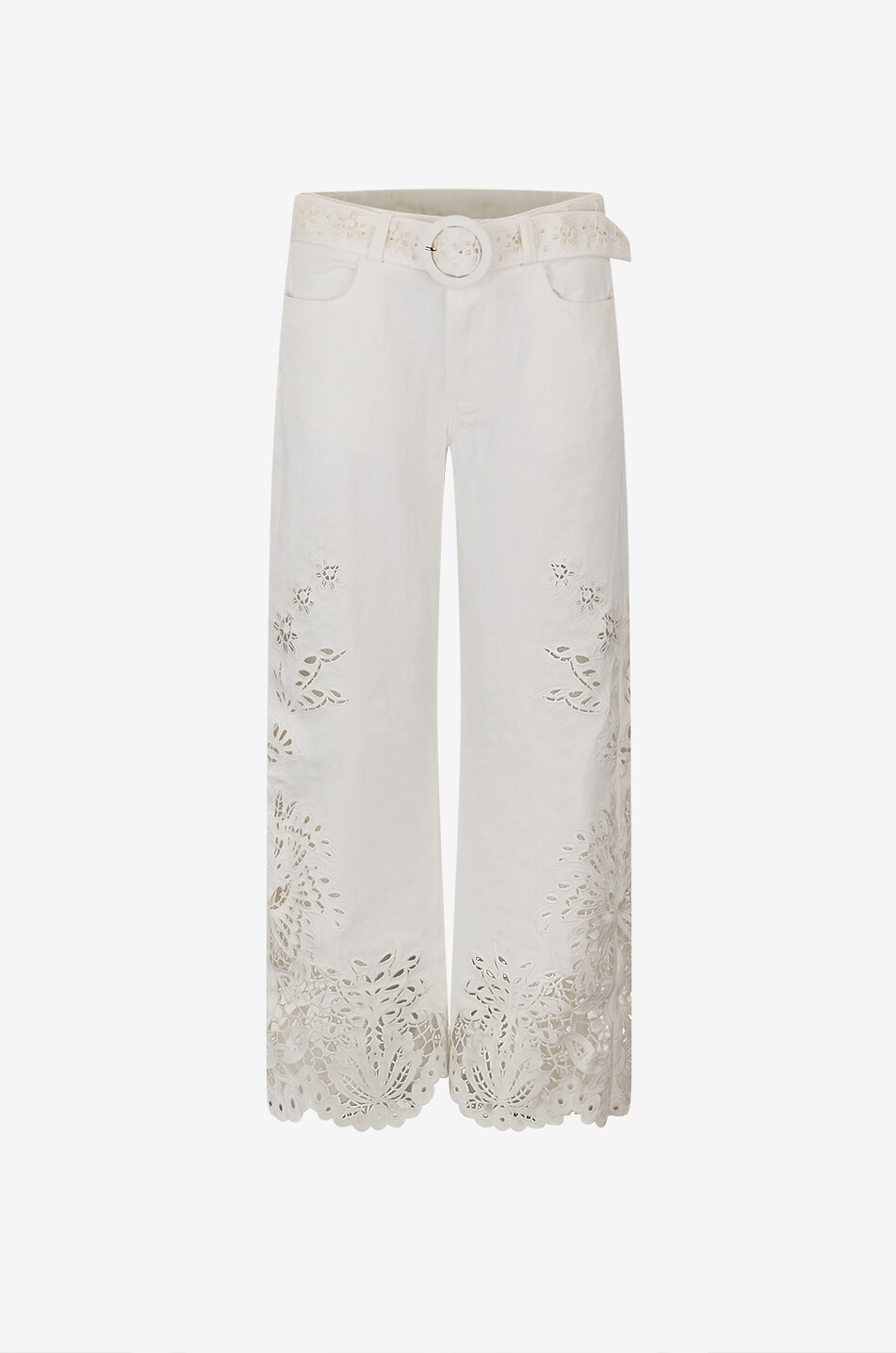 Boho Beauty cotton broderie anglaise straight-leg trousers