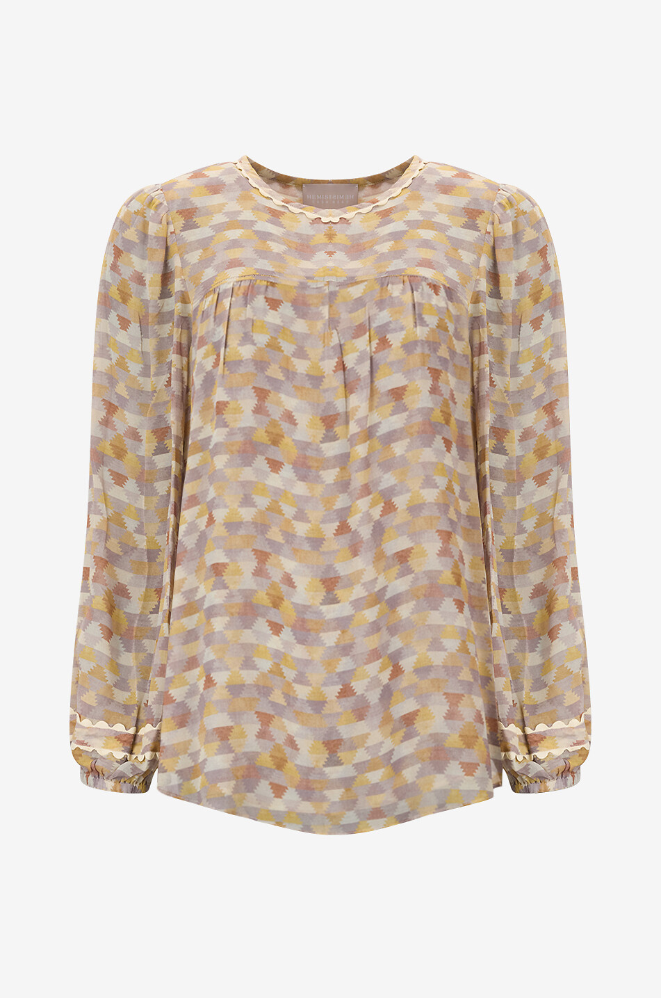 HEMISPHERE Oversized puffed-sleeve blouse in printed viscose Women MULTI COLOURED 1