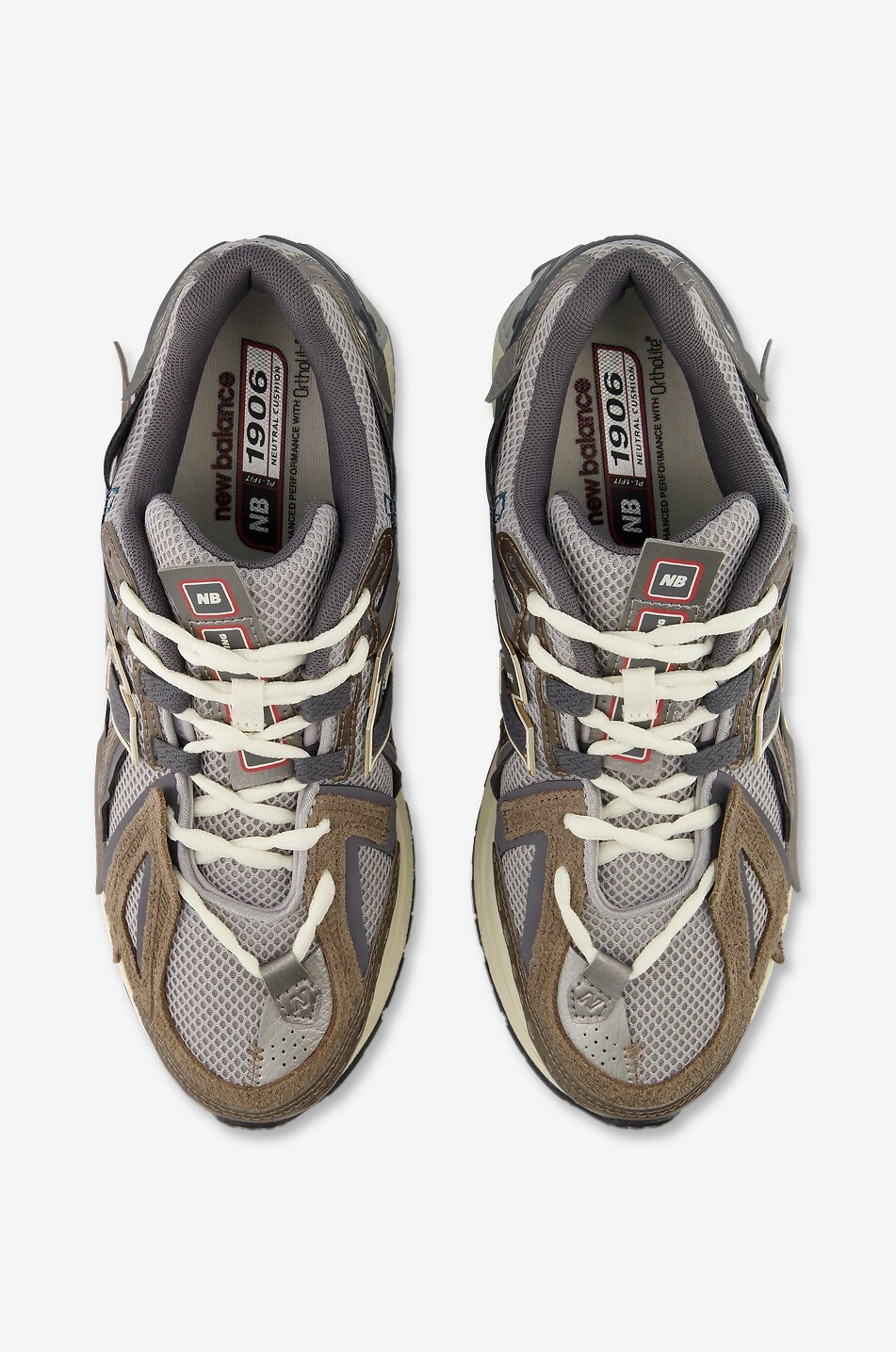 NEW BALANCE 1906R leather and mesh low-top sneakers Men GREY 3
