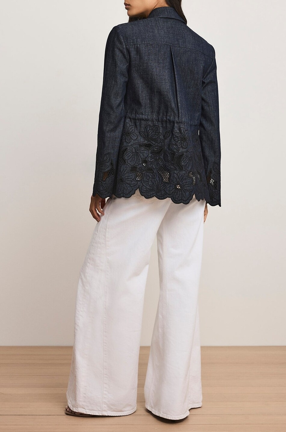 VERONICA BEARD Kiki embroidered denim flared lightweight jacket Women DARK BLUE 3