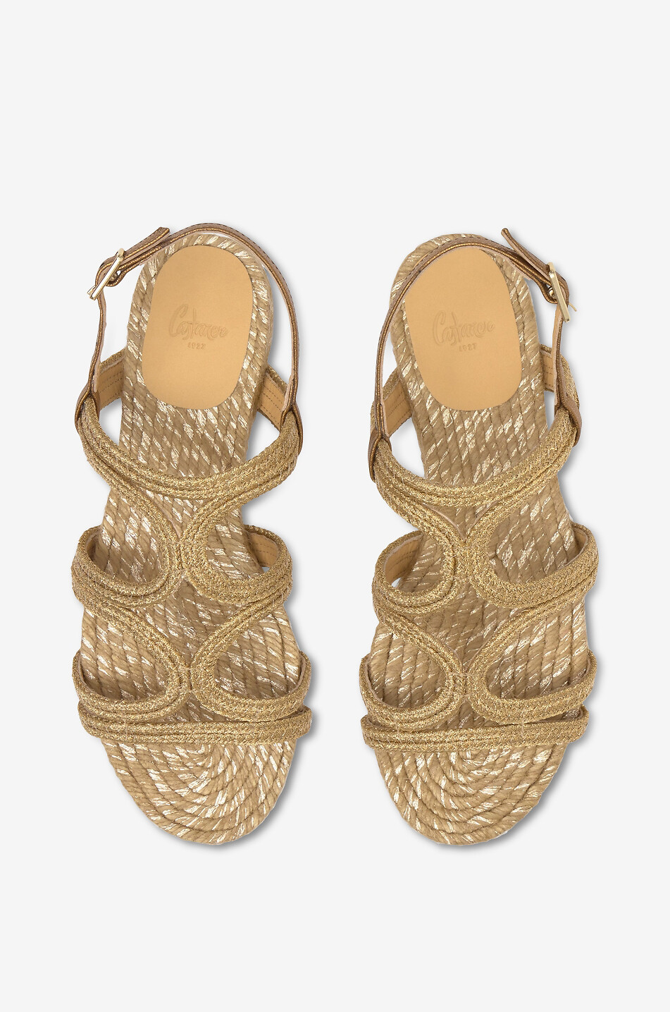 CASTANER Pitra glitter raffia flat sandals Women GOLDEN 3