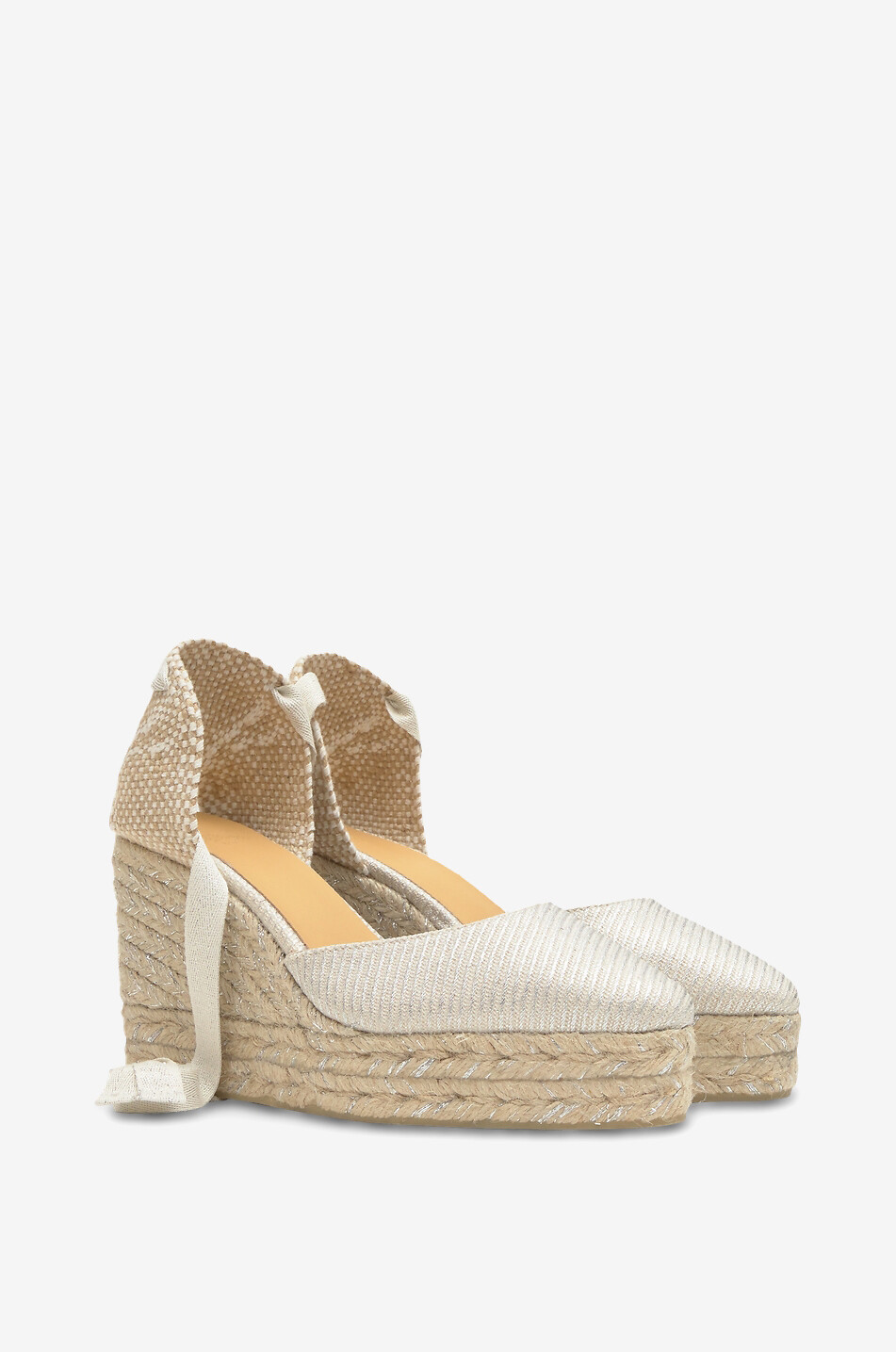 CASTANER Espadrilles compensées en toile de coton pailletée Joyce Femme BLANC 2
