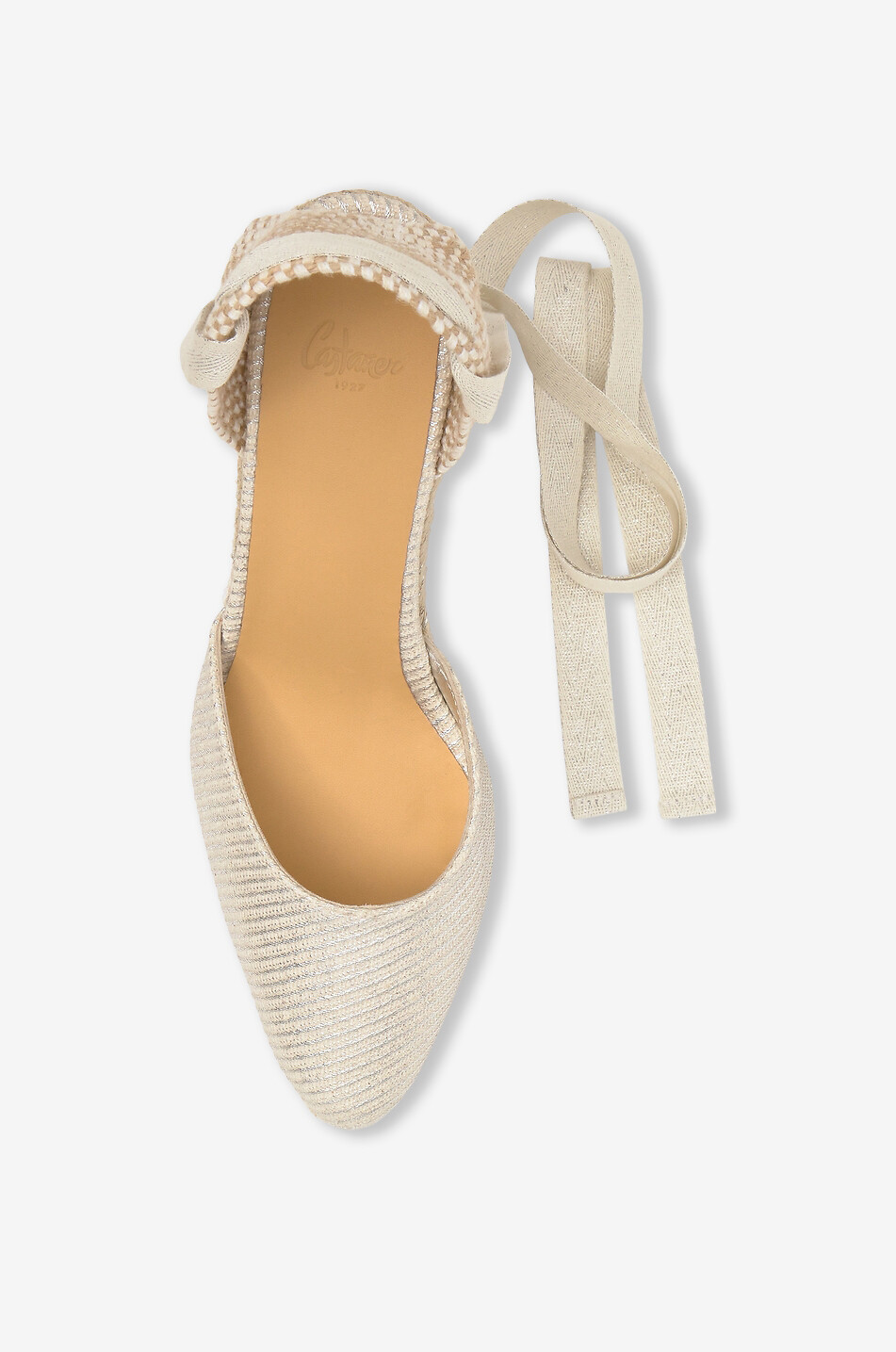 CASTANER Espadrilles compensées en toile de coton pailletée Joyce Femme BLANC 7