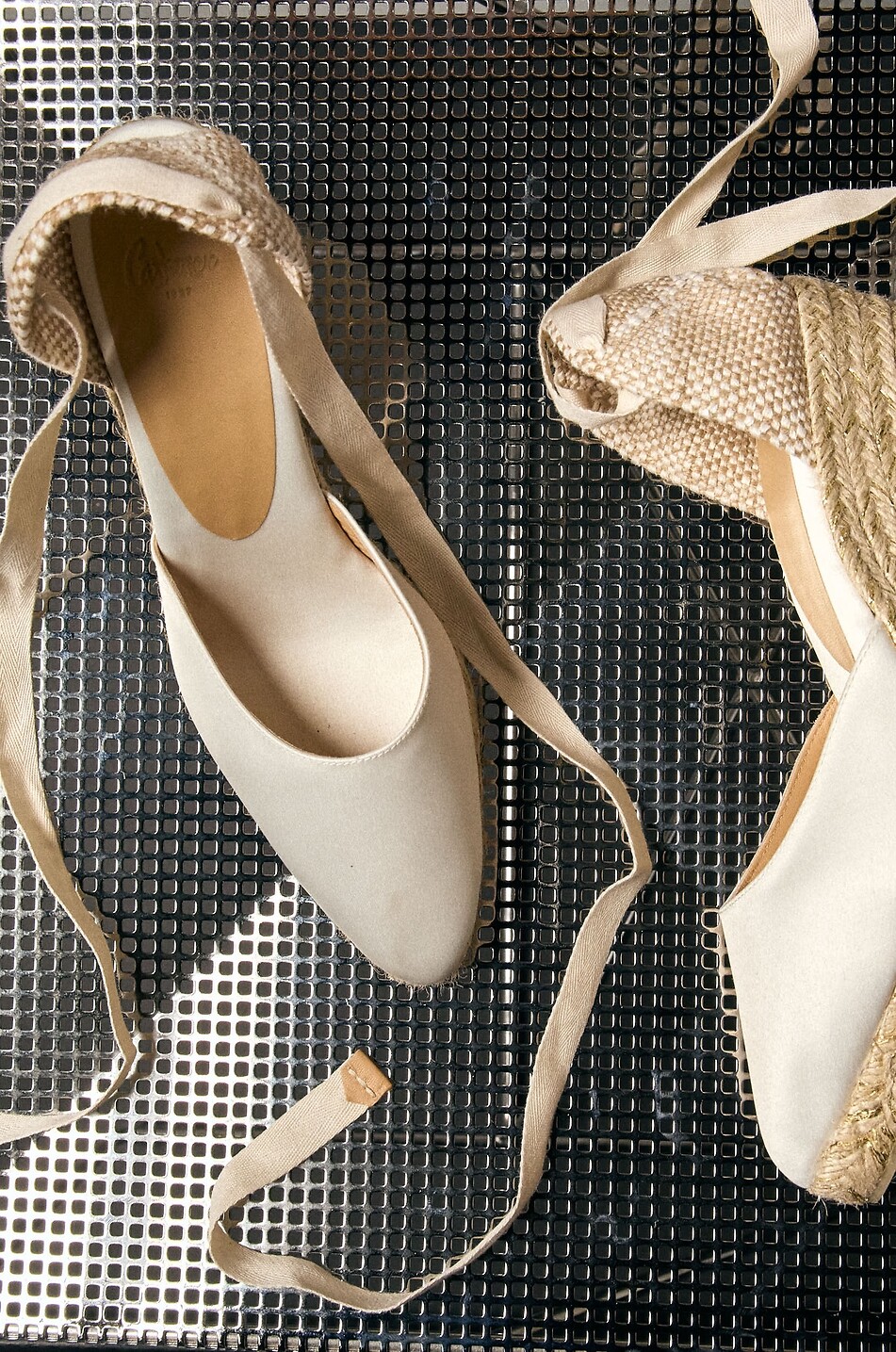 CASTANER Espadrilles compensées en toile de coton pailletée Joyce Femme BLANC 4