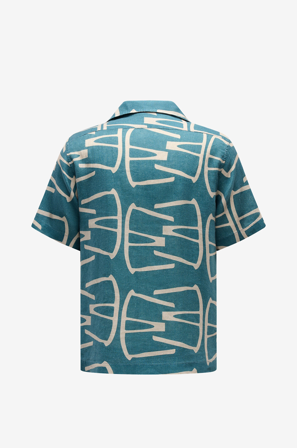 04651/ Printed linen and cotton Cuban collar shirt Men DARK BLUE 2