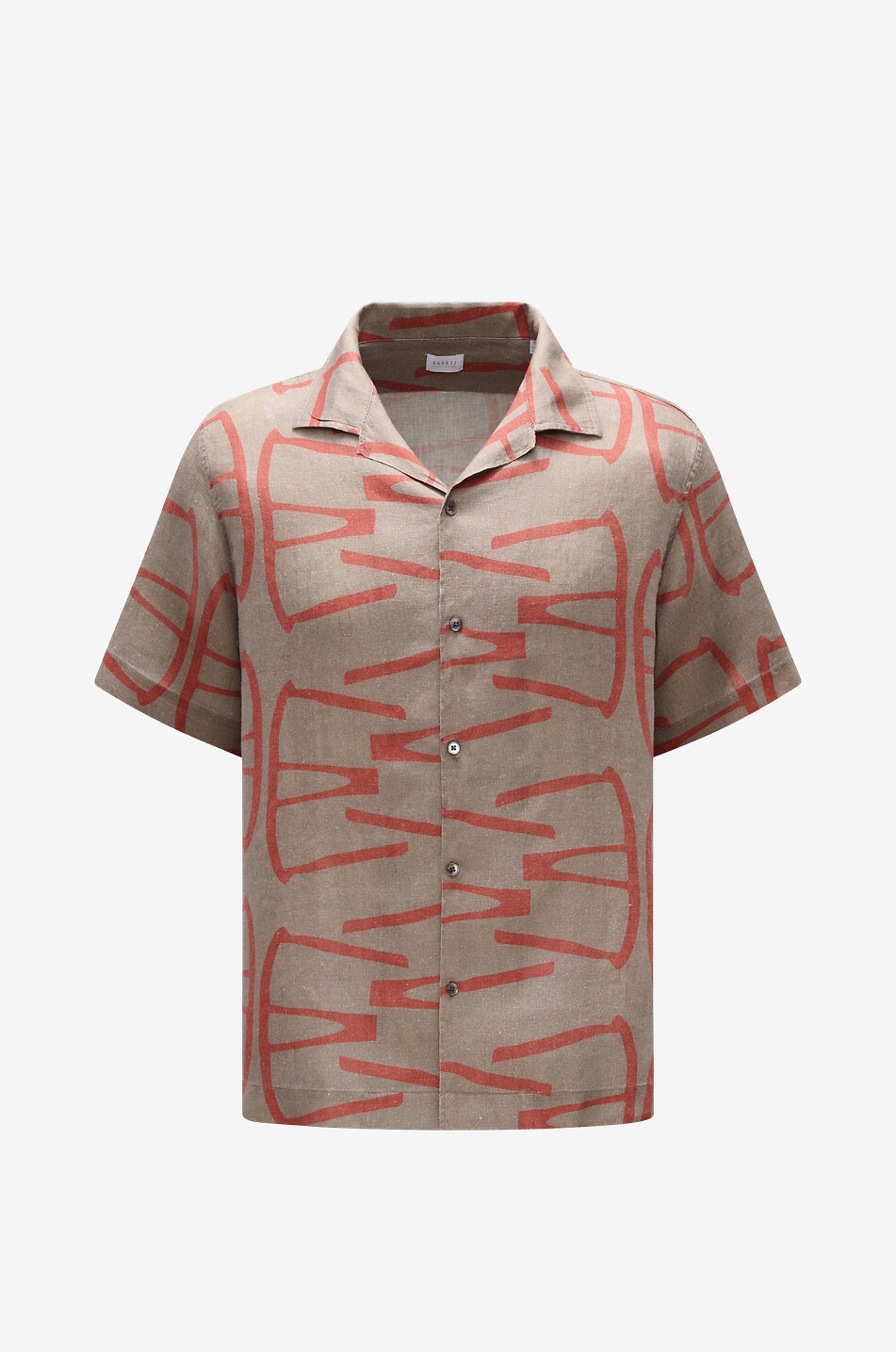 04651/ Printed linen and cotton Cuban collar shirt Men BROWN 1