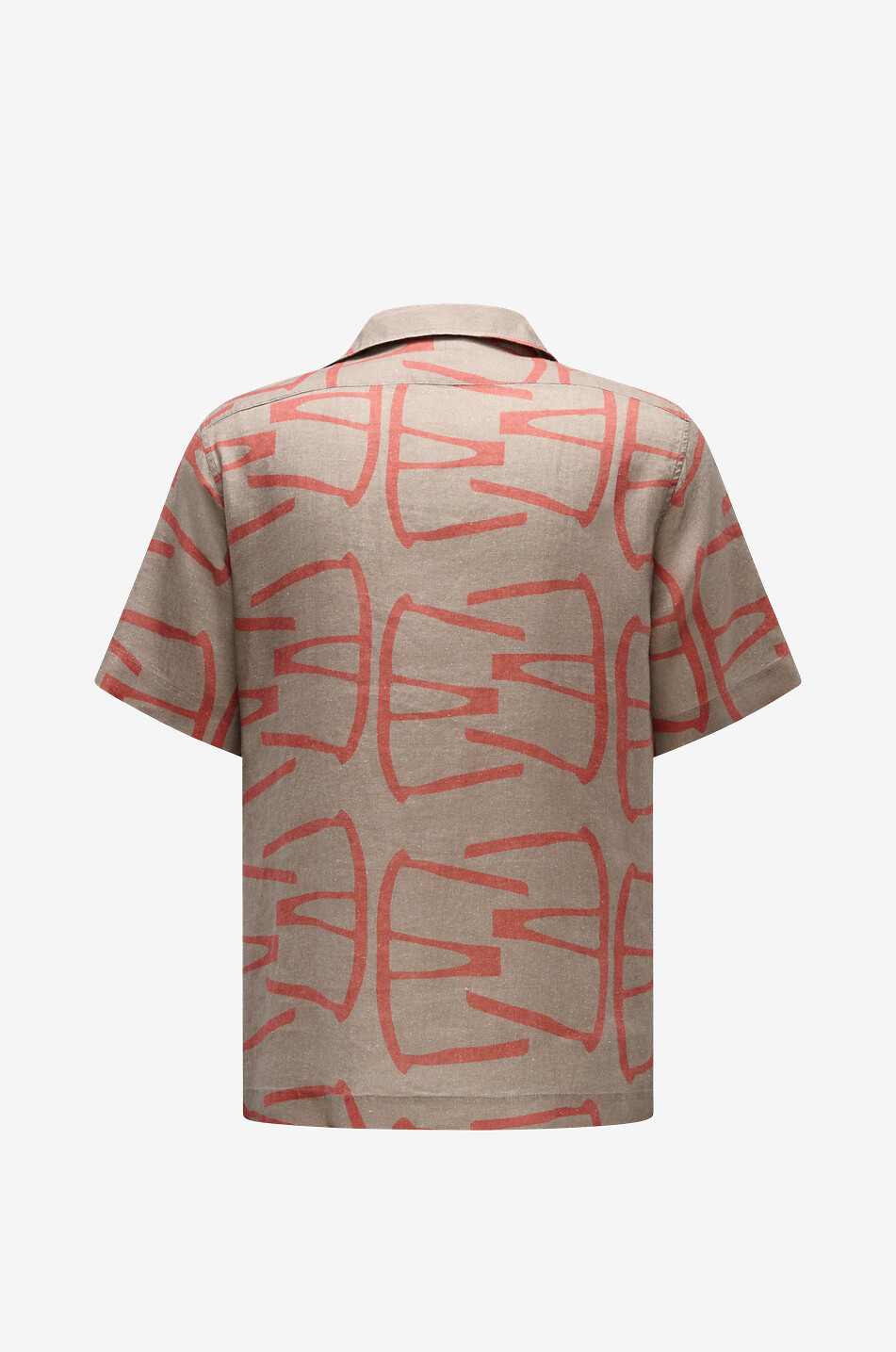 04651/ Printed linen and cotton Cuban collar shirt Men BROWN 2