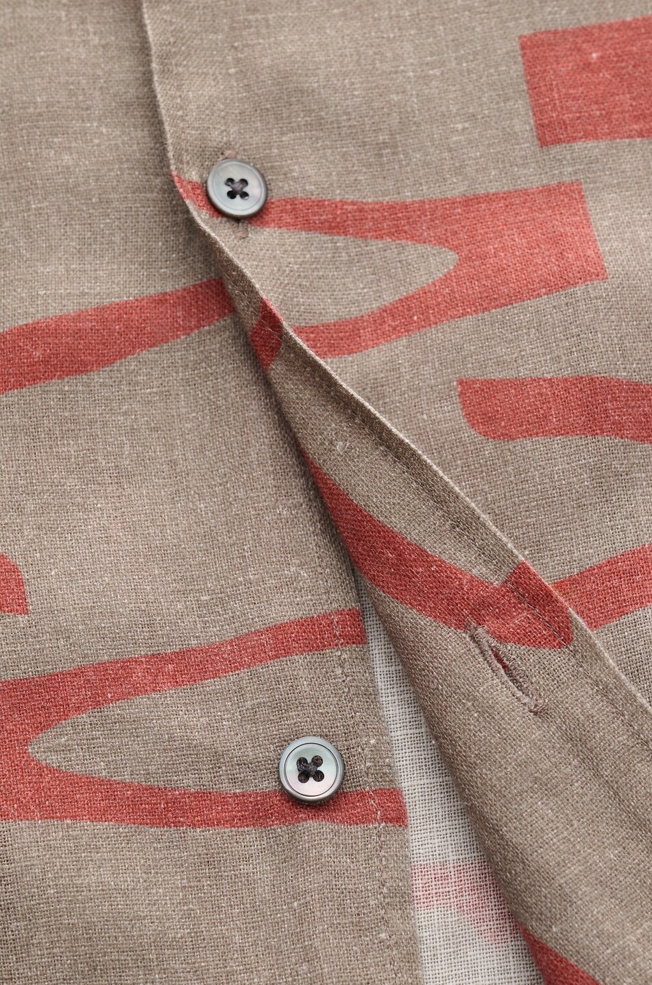 04651/ Printed linen and cotton Cuban collar shirt Men BROWN 5