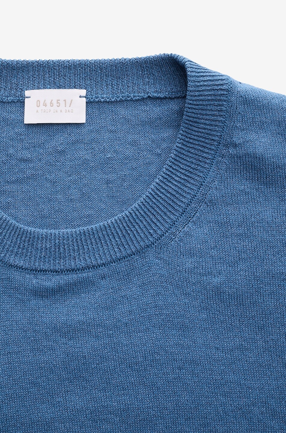 04651/ T-Shirt mit Rundhalsausschnitt aus Leinen und Baumwolle Herren MITTELBLAU 4