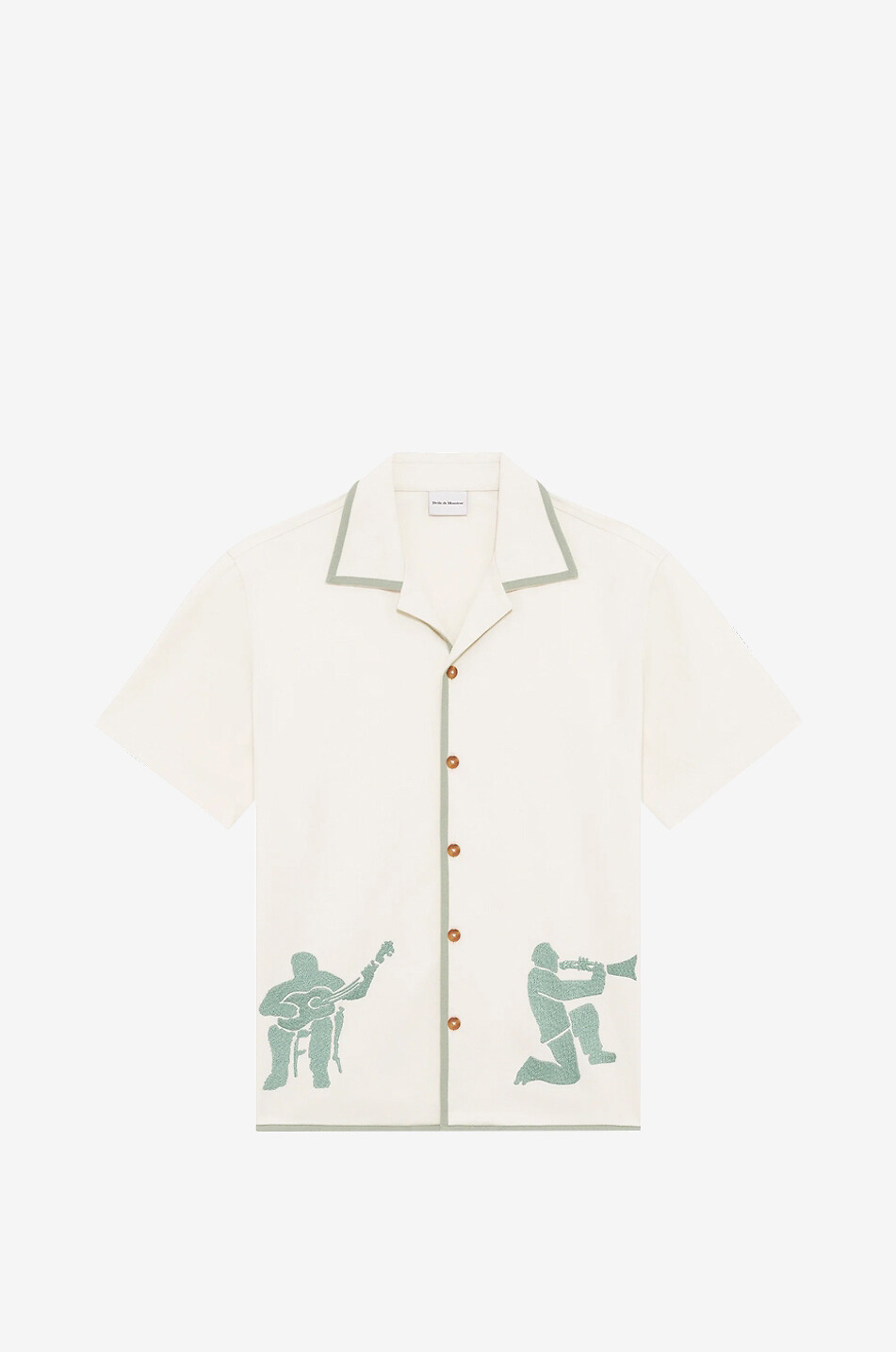 DROLE DE MONSIEUR Musiciens embroidered Cuban collar shirt Men EGGSHELL 1