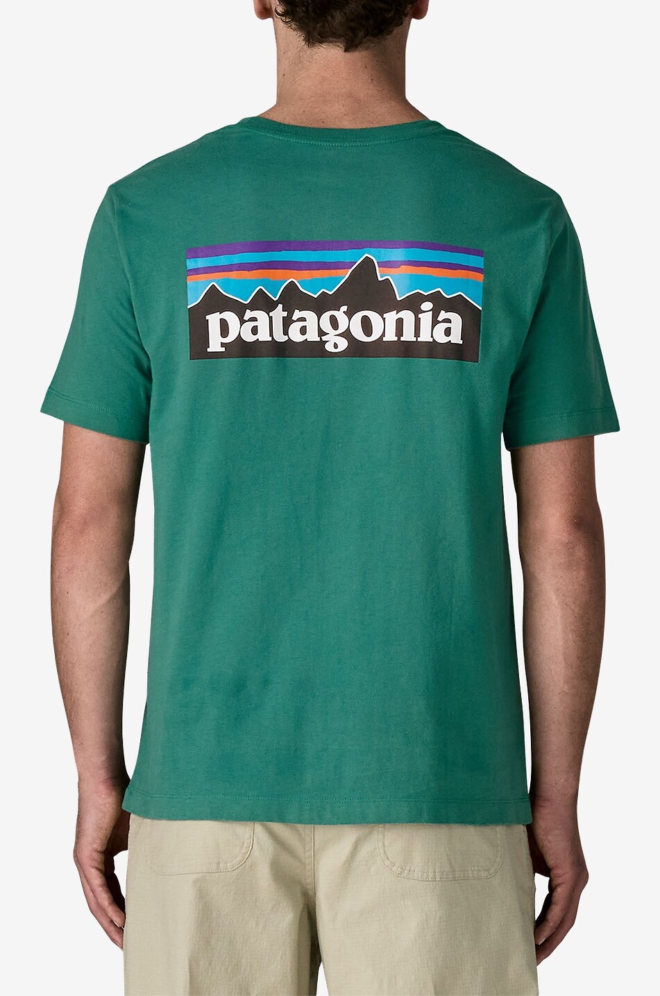 PATAGONIA T-shirt à col rond en coton P-6 Homme VERT FONCÉ 4