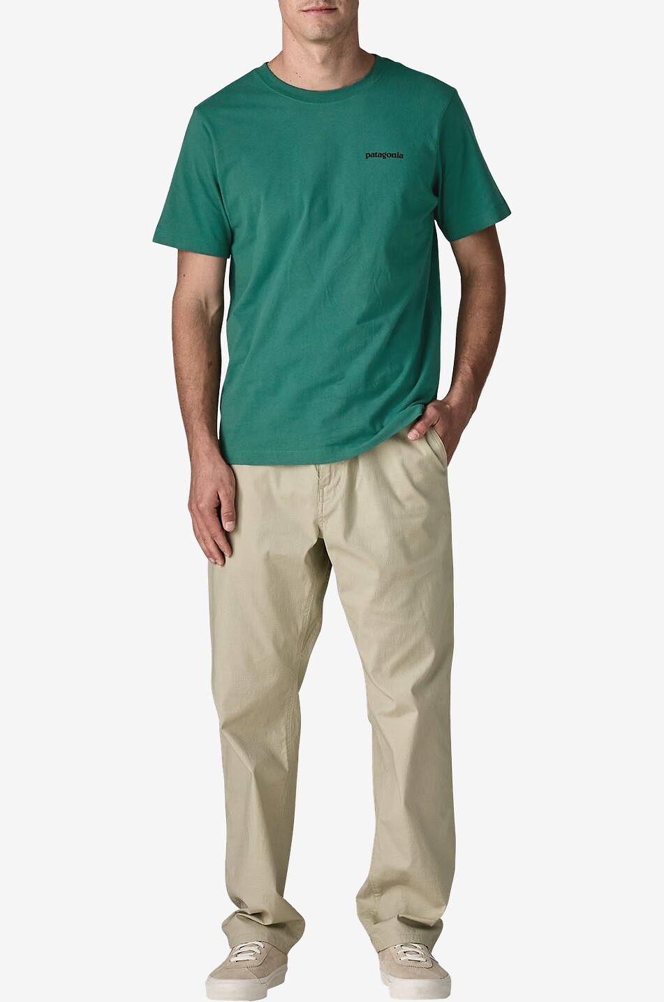 PATAGONIA T-shirt à col rond en coton P-6 Homme VERT FONCÉ 5