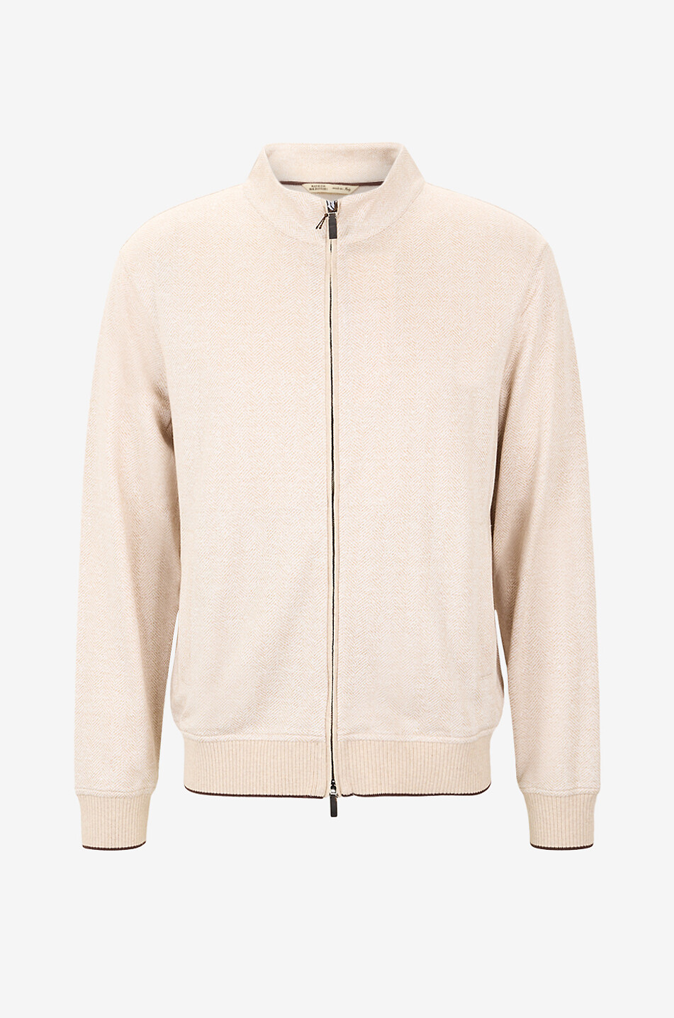 MAURIZIO BALDASSARI Bomber jacket with stand collar in linen and silk Men Light beige 1