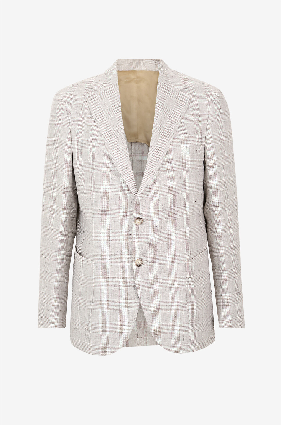 BONGENIE Straight checked linen blazer Men BROWN 1