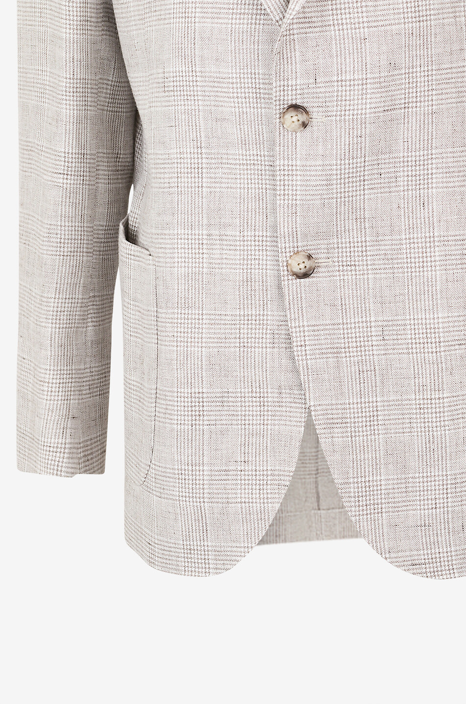 BONGENIE Straight checked linen blazer Men BROWN 3