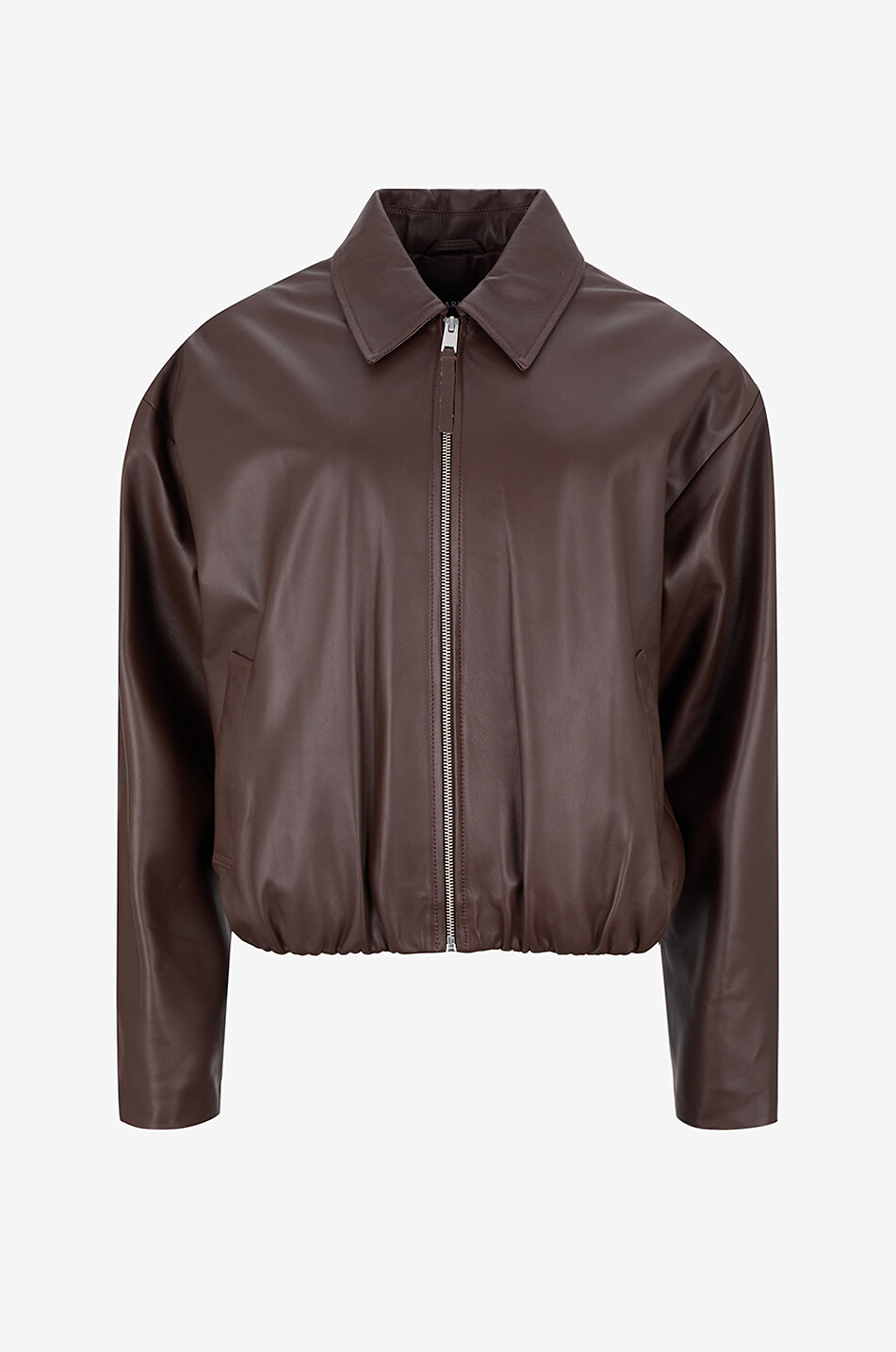 Veste en cuir courte à col chemise Loua