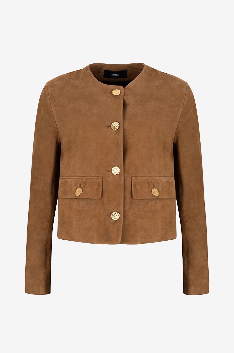 ARMA Kurze Jacke mit rundem Ausschnitt aus Wildleder Lorenne Damen HELLBRAUN 1