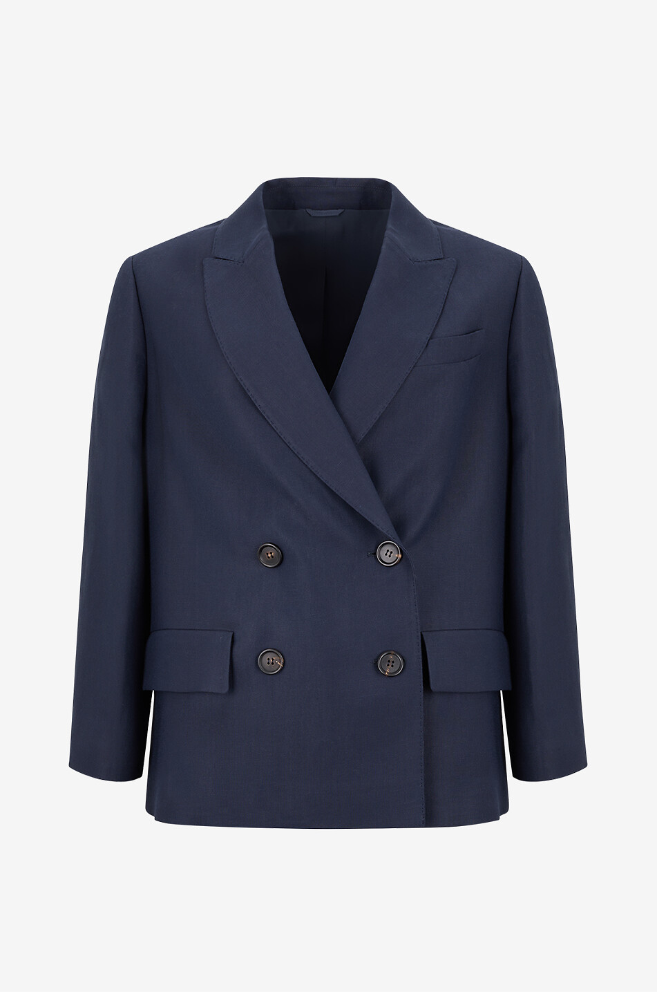 Kurzer zweireihiger Blazer aus Viskose- und Leinentwill Monili
