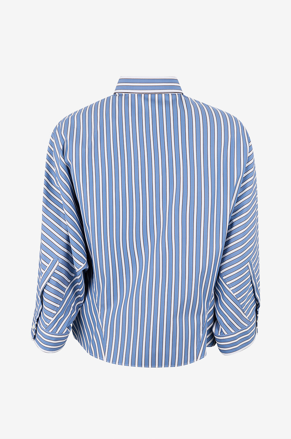 BRUNELLO CUCINELLI Weite gestreifte Bluse mit Fledermausärmeln aus Baumwolle Damen MITTELBLAU 2