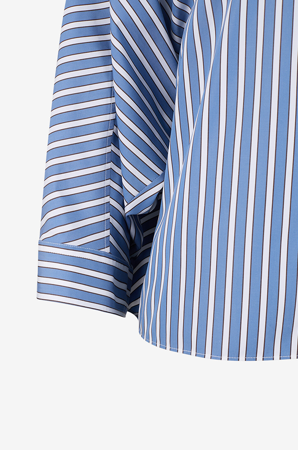 BRUNELLO CUCINELLI Weite gestreifte Bluse mit Fledermausärmeln aus Baumwolle Damen MITTELBLAU 3