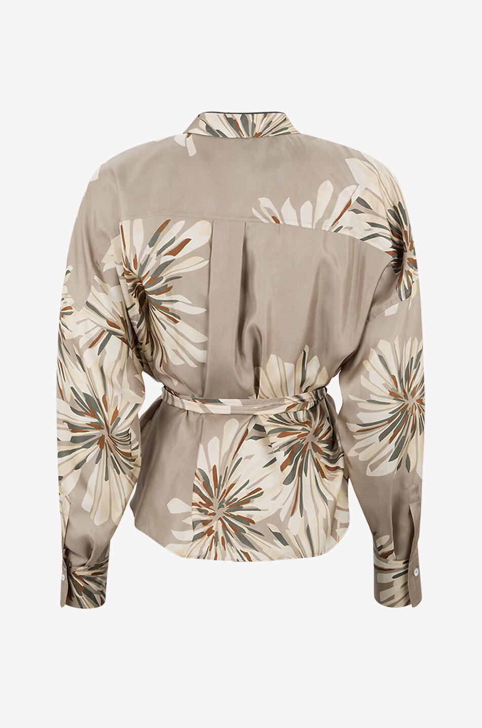 BRUNELLO CUCINELLI Fitted batwing-sleeve shirt in printed silk Women MULTI COLOURED 2