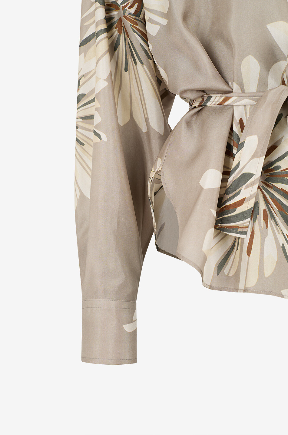 BRUNELLO CUCINELLI Fitted batwing-sleeve shirt in printed silk Women MULTI COLOURED 3