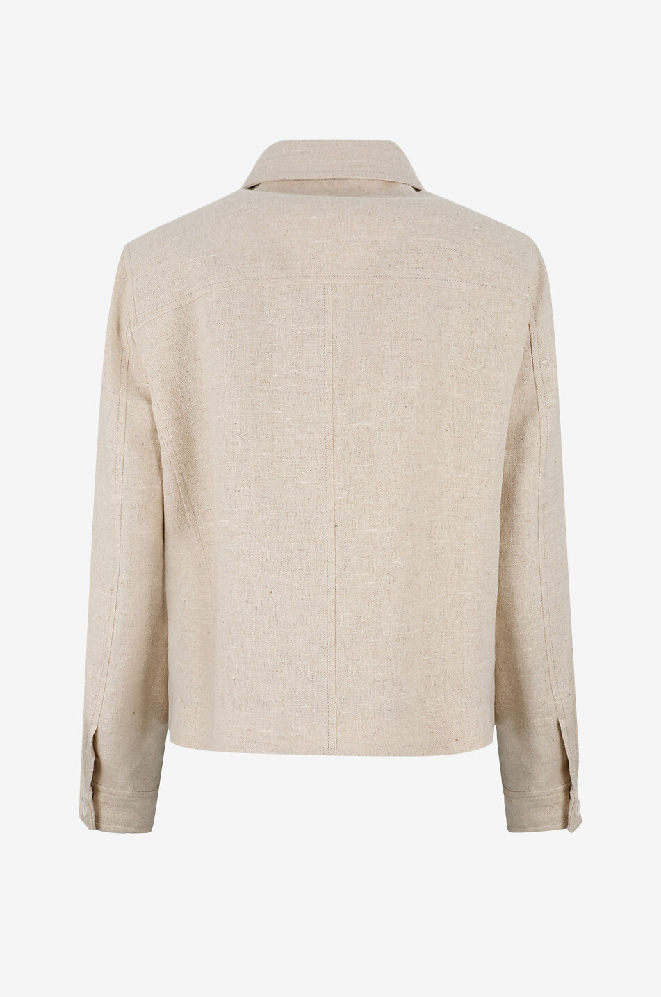 BRUNELLO CUCINELLI Cropped double-breasted linen and silk lightweight jacket Women EGGSHELL 2