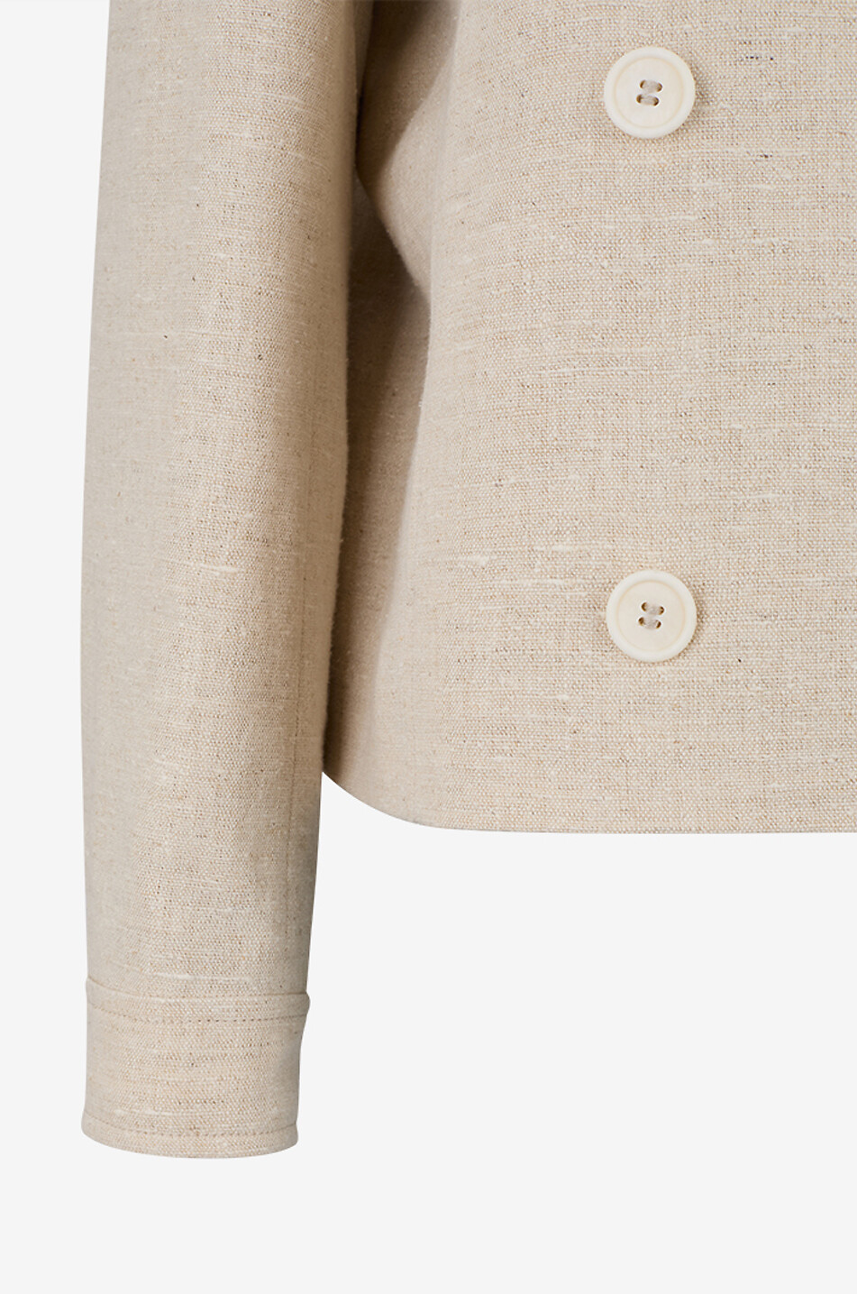 BRUNELLO CUCINELLI Cropped double-breasted linen and silk lightweight jacket Women EGGSHELL 3