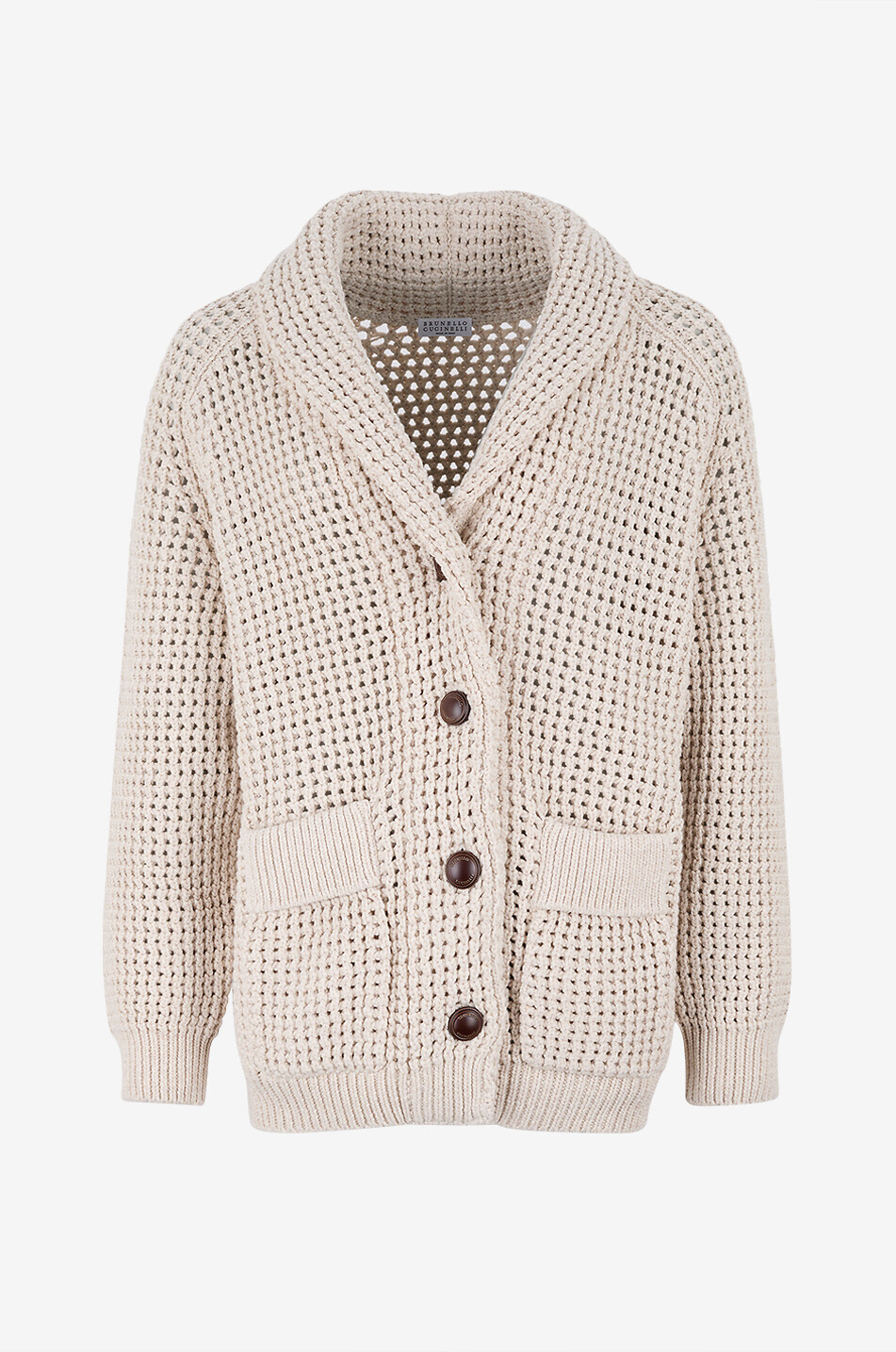 Oversized shawl collar cardigan in blended cotton