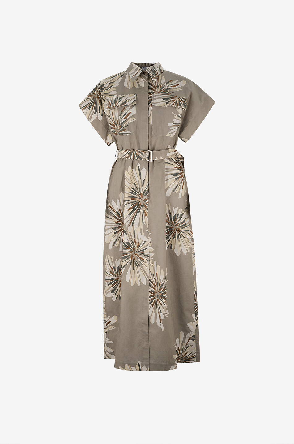 BRUNELLO CUCINELLI Belted midi shirt dress in cotton canvas Women MULTI COLOURED 1